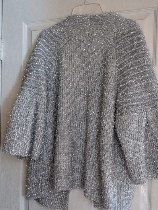 Lauren Michelle Silver Sparkle Open-Front Cardigan - Picture 3 of 5